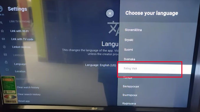 Cách cài tiếng Việt cho YouTube trên tivi LG