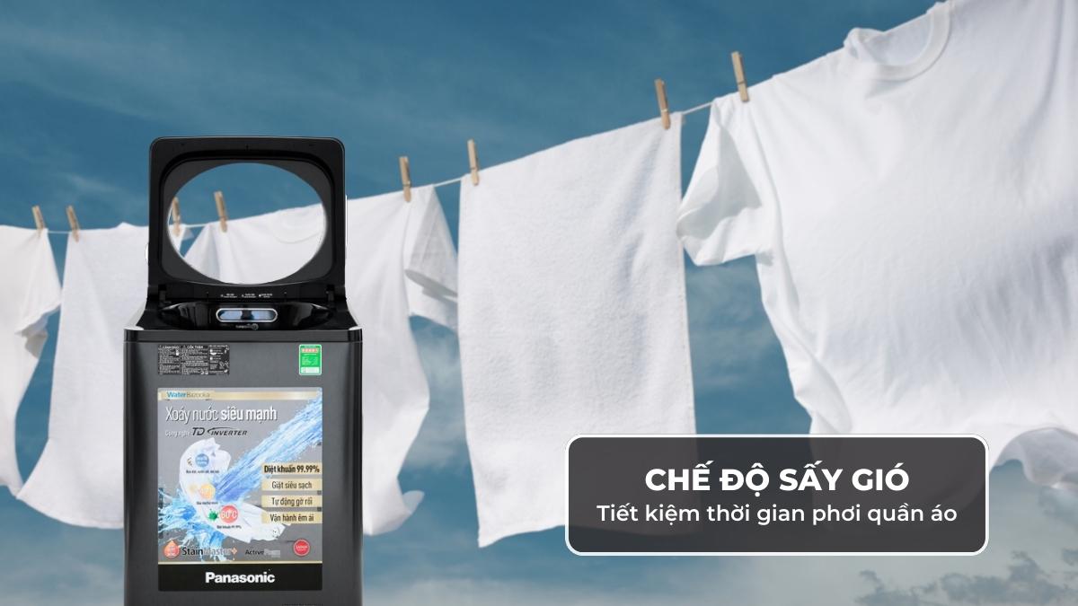 Chế độ sấy gió giúp tiết kiệm thời gian phơi quần áo