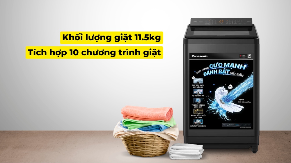 Máy sở hữu khối lượng giặt lên đến 11.5kg