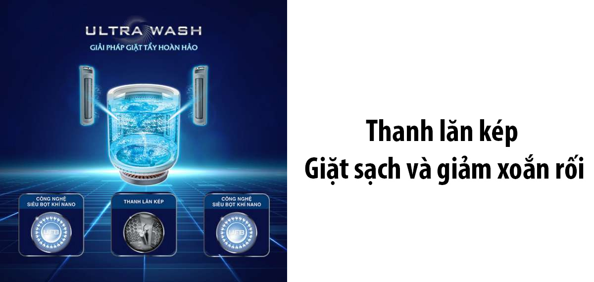 Thanh lăn kép giúp giặt sạch và giảm xoắn rối