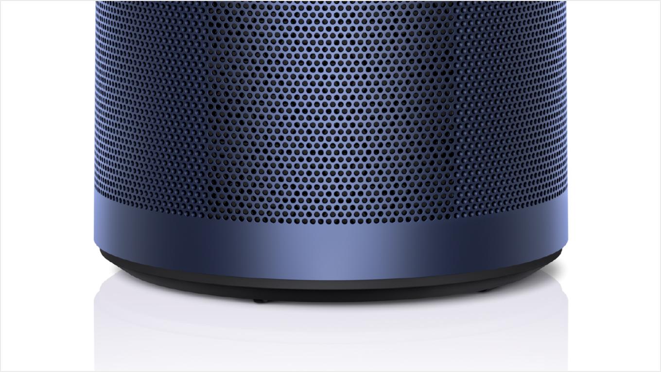 Zoomed-in to show discreet wheels on Dyson Purifier Big+Quiet Formaldehyde.