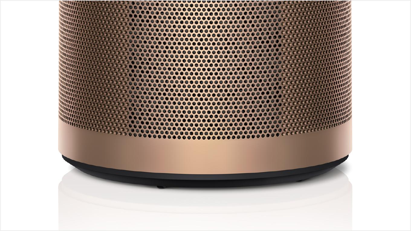 Zoomed-in to show discreet wheels on Dyson Purifier Big+Quiet Formaldehyde.