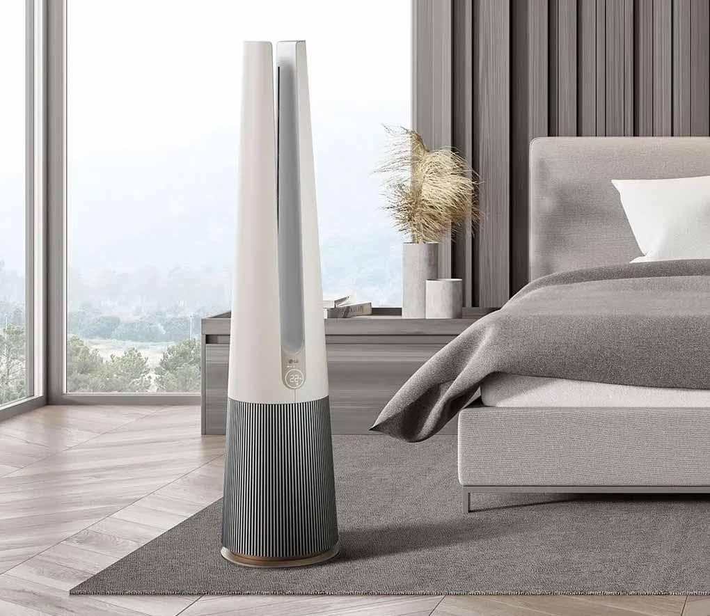 Máy lọc không khí LG PuriCare Aero Tower Hit FS15GPBK0 màu be nhỏ gọn