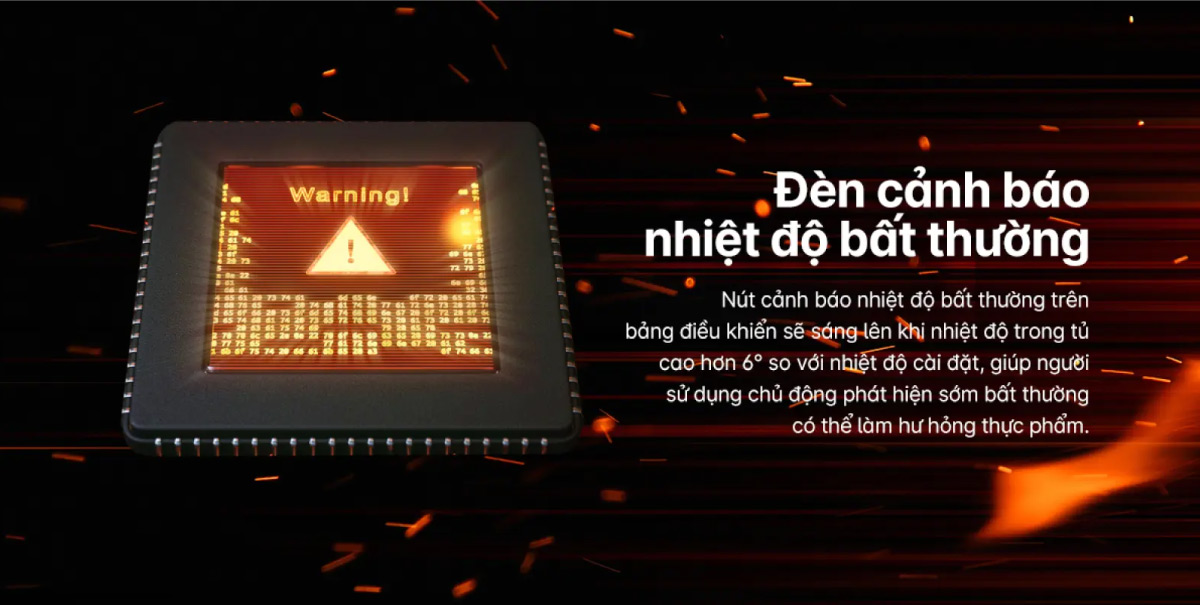 Đèn cảnh báo nhiệt độ bất thường hạn chế tình trạng thực phẩm bị hư hỏng