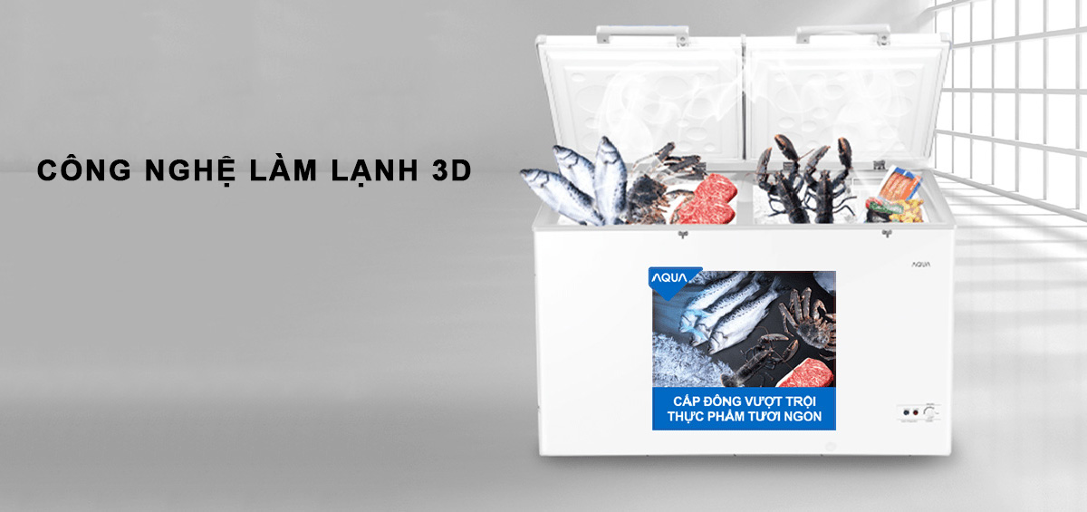 Công nghệ làm lạnh 3D của Tủ Đông AQF-C5701E giúp thực phẩm tươi ngon