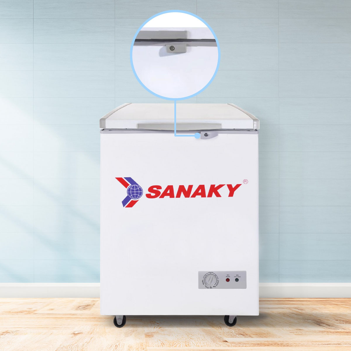Khóa an toàn của Tủ Đông Sanaky 100 Lít VH-150HY2