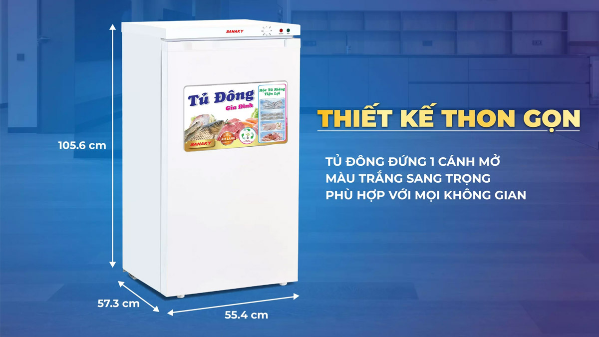 Tủ Đông Sanaky VH-160VD có kích thước thon gọn