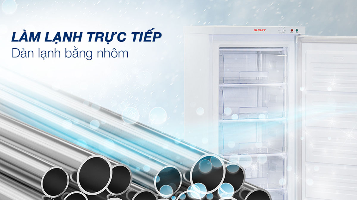 Tủ Đông Sanaky 150 Lít VH-180VD sử dụng công nghệ làm lạnh trực tiếp