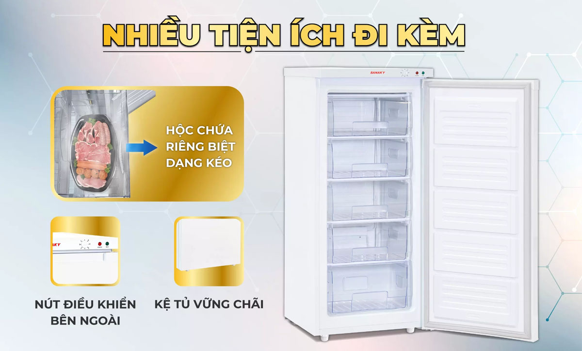 Tủ Đông Sanaky 150 Lít VH-180VD sở hữu nhiều tiện ích đi kèm