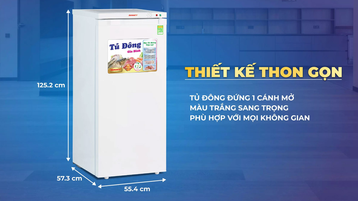 Thiết kế nhỏ gọn của Tủ Đông Sanaky 150 Lít VH-180VD
