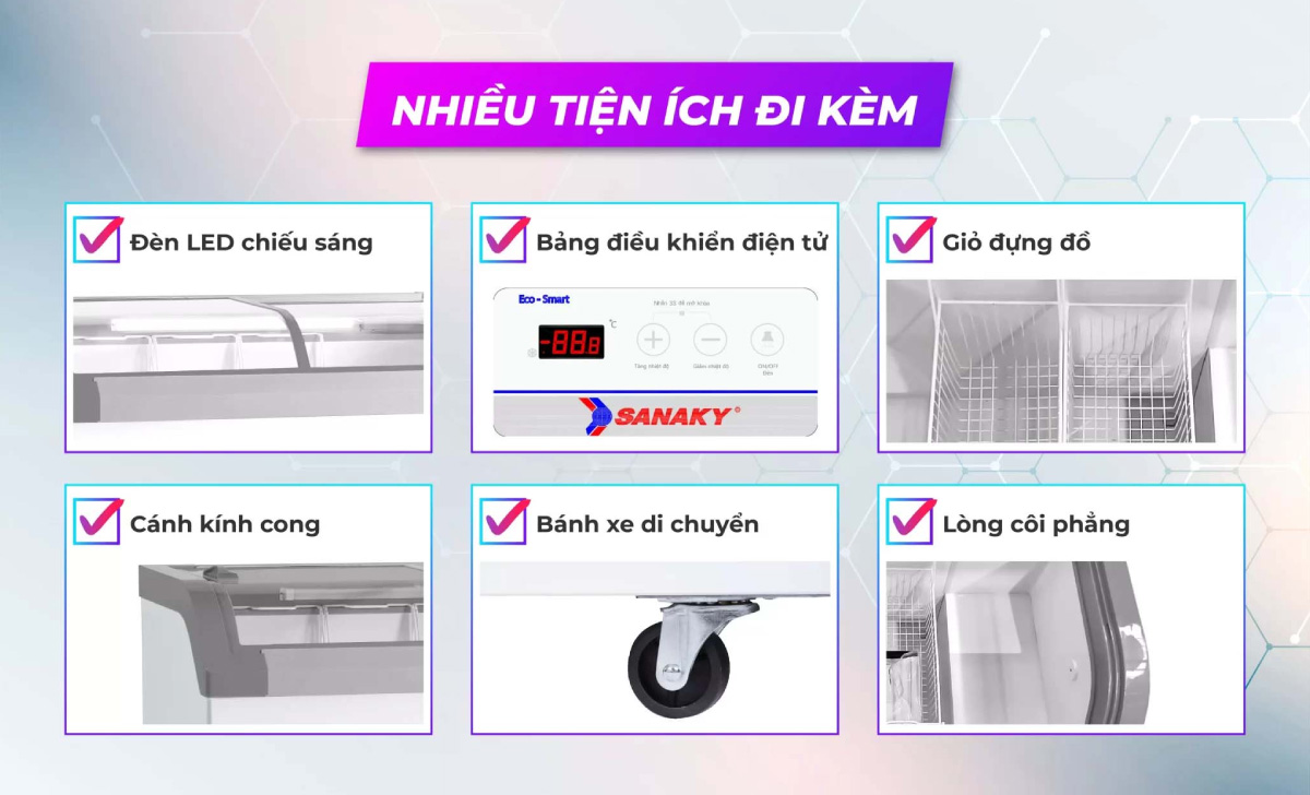 Tủ đông Sanaky VH-4899KB được tích hợp nhiều tiện ích đi kèm