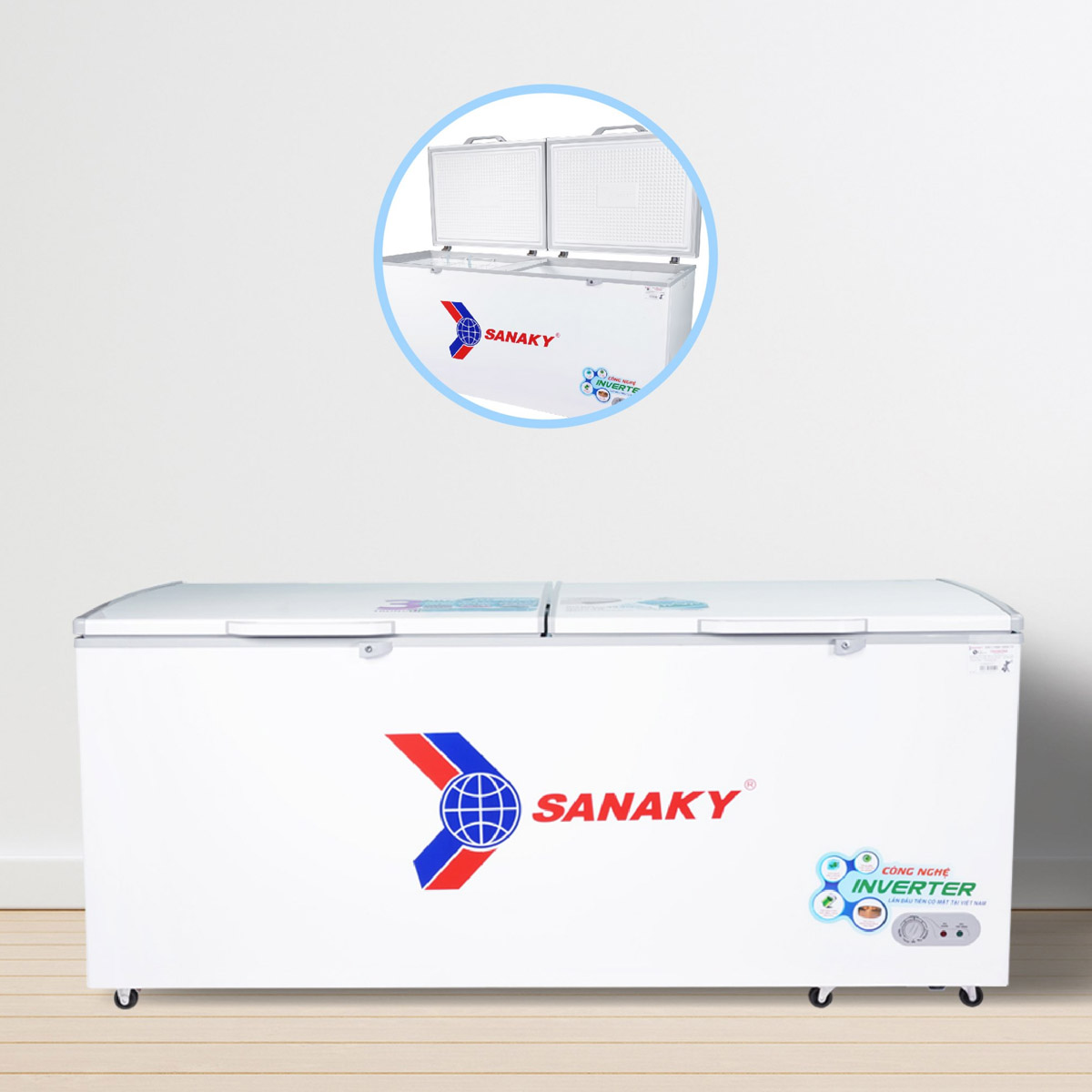 Thiết kế 1 ngăn đông 2 cánh mở của Tủ Đông Sanaky Inverter VH 8699HY3